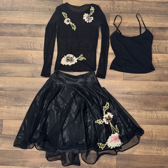 Betsey Johnson Other - Betsey Johnson New York Size 4 & 6 Vintage 3 Piece Set Mesh Top Cami & Skirt 90s